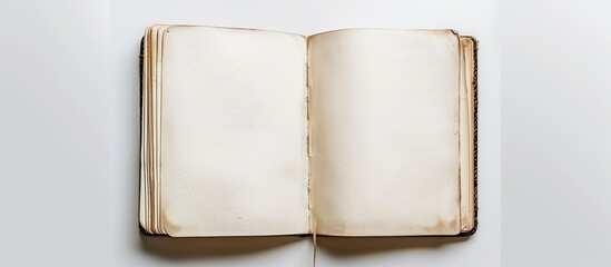 Fototapete - Two open notebooks displayed on a blank white background allowing for copy space image