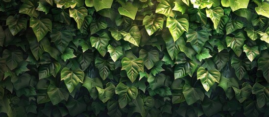 Aufkleber - Spring ivy drapes a wall with lush green leaves creating a backdrop for a copy space image with a solid leafy texture