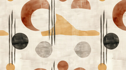 Aufkleber - Modern minimalist style seamless pattern with organic shapes and textures