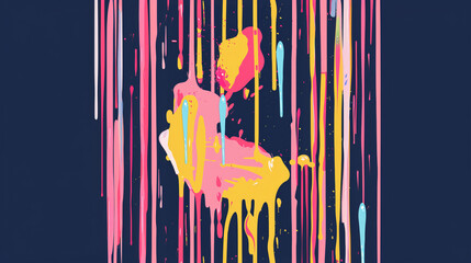 Poster - Abstract composition created by colorful paint dripping down a wall