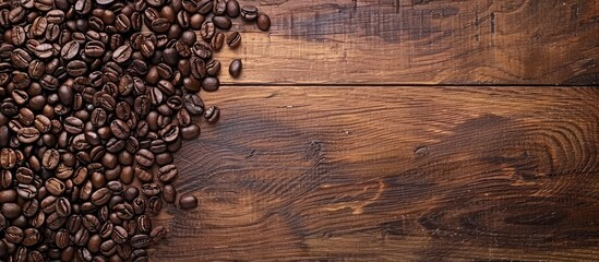 Aufkleber - Fresh washed and instant coffee displayed on a wooden background with copy space image