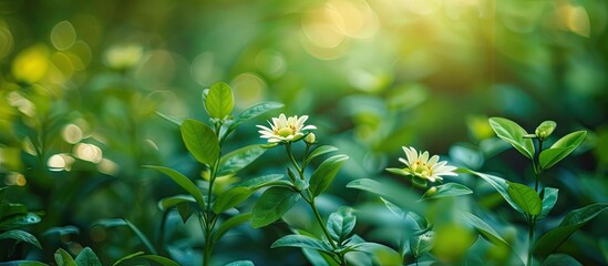 Aufkleber - Green flower background with copy space image