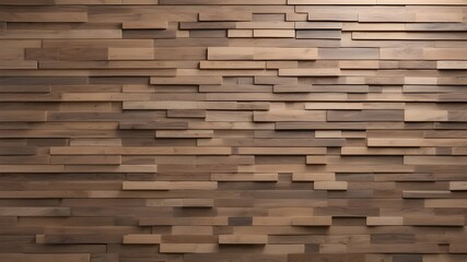 Wall Mural - wall made of tiles that resembles wood. Natural wood blocks with tile wallpaper. Artificial Intelligence