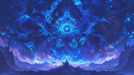 Wall Mural - vivid fractal patterns with neon colors and intricate glowing details, creating a mesmerizing and fantastical visual experience