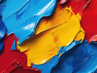 Canvas Print - Red Yellow Blue Painting Close Up