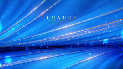 Wall Mural - bright blue runway with light streaks and stars, ideal for presentations, award ceremony events, and