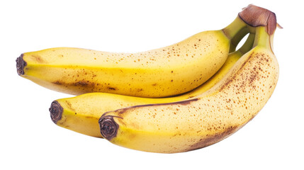 Ripe yellow banana bunch isolated on white background, perfect healthy tropical fruit snack