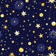 © fahmy - Seamless pattern of starry night skies and constellations