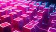 © Backgrounds Textures - A futuristic abstract background showcasing a grid of neon-colored cubes with glowing edges, creating a high-tech, digital ambiance.