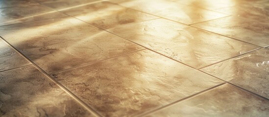 Leinwandbilder - Floor tiles in shades of beige and brown adding warmth and a neutral palette to the room excellent for highlighting a specific area in a copy space image