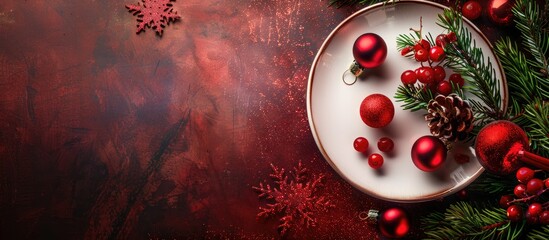 Aufkleber - Christmas background with plate accent and copy space image