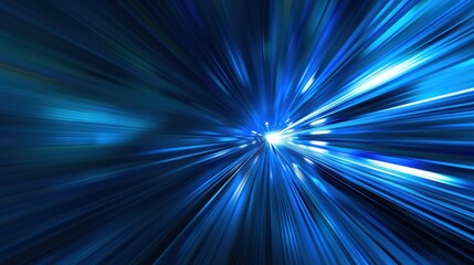 Wall Mural - blue light effect to simulate high speed when zooming in to the center.