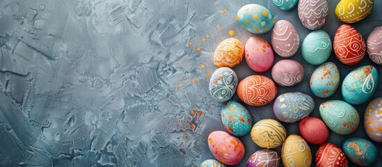 Aufkleber - Colorful Easter eggs over background with copy space image