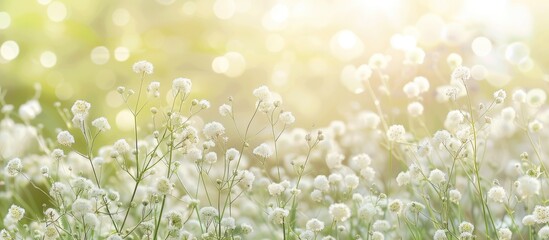 Aufkleber - Scenic field of lovely white meadowfoam flowers in a copy space image