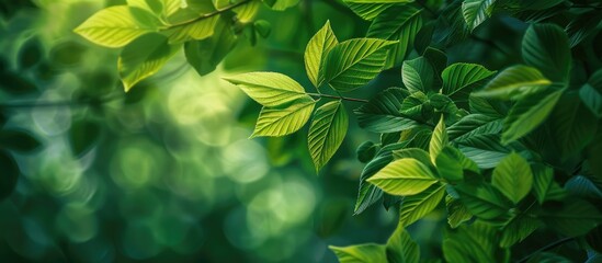 Aufkleber - Nature background enhanced by green leaves with a copy space image