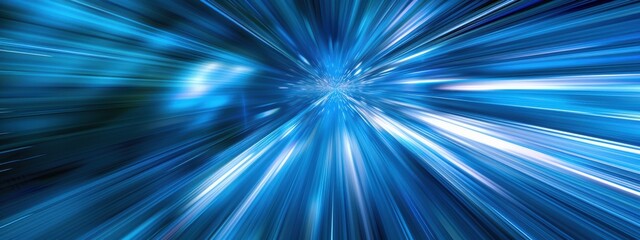 Wall Mural - blue light effect to simulate high speed when zooming in to the center.