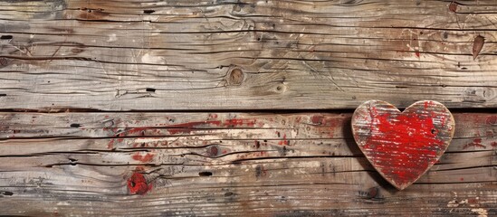 Aufkleber - Grunge wooden background with heart shaped note offers copy space image