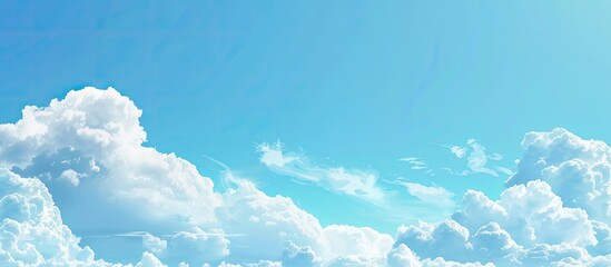 Poster - Background of a clear blue sky with fluffy white clouds perfect for copy space image