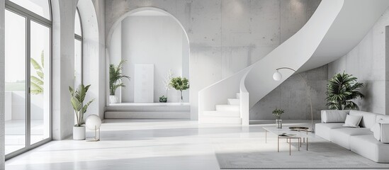 Aufkleber - Home interior with white and gray tones featuring ample copy space image for personal decoration