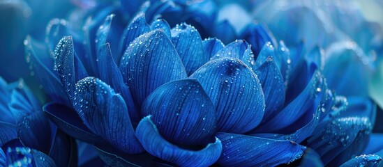 Aufkleber - Detailed closeup showcasing a blue lotus with copy space for use as a background or wallpaper image