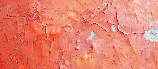 Poster - Create an artistic copy space image by cropping a salmon colored paint section from a textured wall