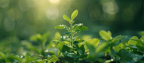 Poster - Macro shot of a small plant with copy space image