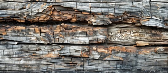Poster - Old weathered wooden walls have been damaged by termites creating a rustic background design with wooden planks and boards Copy space image