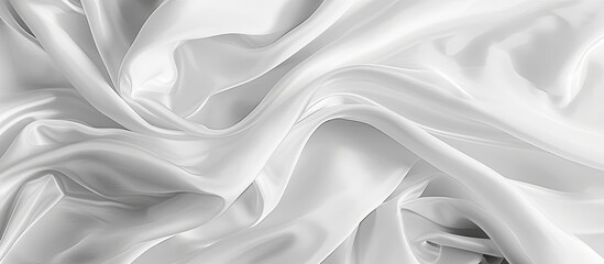 Poster - Soft waves and wrinkles on a white fabric create an abstract background with intricate patterns ideal for elegant backdrops or wallpapers with copy space image