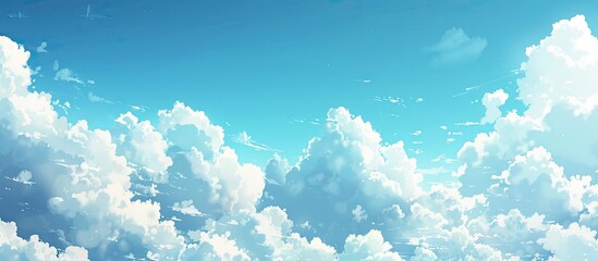 Aufkleber - Scenic blue sky with fluffy white clouds in a random pattern perfect for a copy space image