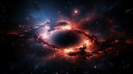 Wall Mural - black hole, illustration of a multicolored singularity in outer space abstract fictional bright cosmic background