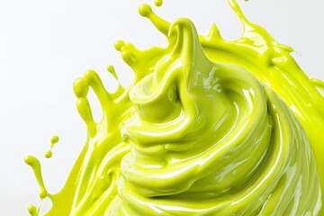 Aufkleber - Abstract photography of a swirl of bright green ice cream with unique melting patterns on a solid white background. Sharp and detailed --ar 3:2 --style raw Job ID: f6004755-d016-46fa-b02d-682d32a505f8