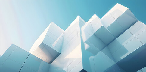 Poster - Abstract 3D White Cubes Background