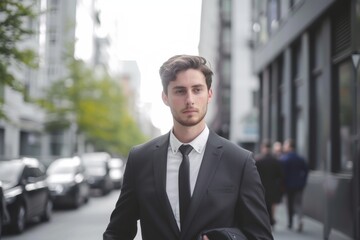 Sticker - Handsome businessman Man in formal suit standing on the street