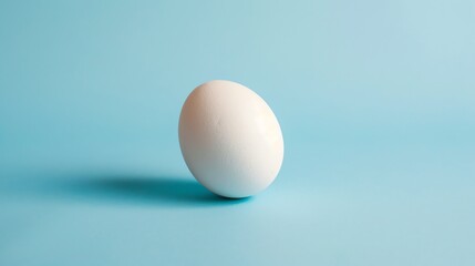 Wall Mural - A white egg on a light blue background.