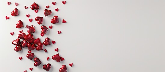 Wall Mural - Valentine hearts stand out against a plain white background, focusing on love and romance, with space for adding text or other elements in the image. image with copy space