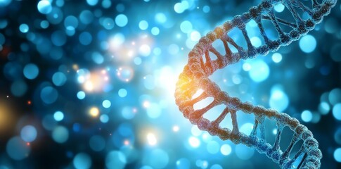 Wall Mural - the concept of dna biotechnology in science, medicine, and genetics. 3d render illustration.