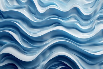 Wall Mural - Abstract waves in various shades of blue.