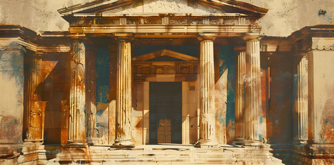 Wall Mural - Ancient Temple Entrance Illustration