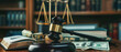© Hound - A gavel, scales of justice and law books on the table with cash in front of them, symbolizing a professional lawyer working hard to make money