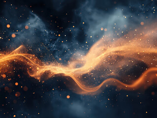 Wall Mural - A blurry image of a blue sky with orange streaks of light