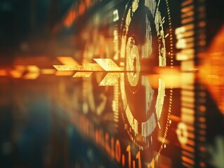 Close-up shot of a clock featuring arrows