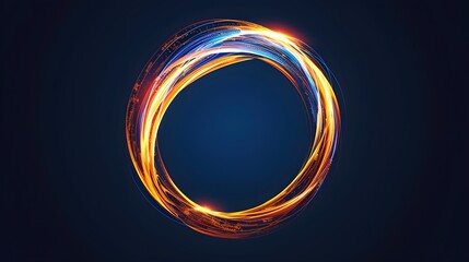 Poster - abstract light ring on dark blue background