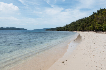 Wall Mural - Awesome tropical landscape in the Philippines. dreamed beach with palm trees, white sand and blue water