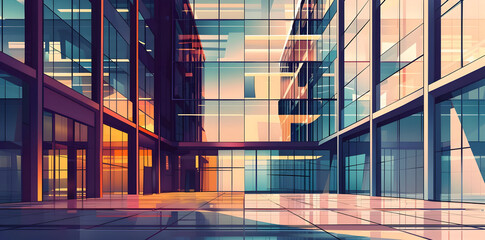 Wall Mural - Modern Glass Building Illustration