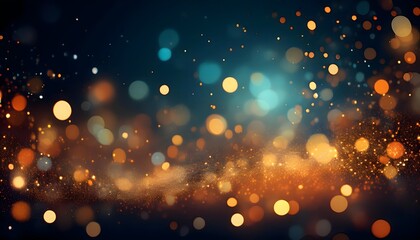 Wall Mural - Gold and blue background with bokeh