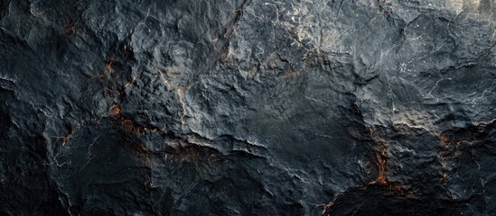 Poster - Detailed natural stone background showcasing a dark polished marble texture with ample copy space image