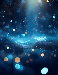 Wall Mural - Blue abstract background with bokeh