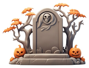 Poster - PNG Halloween tombstone white background anthropomorphic.