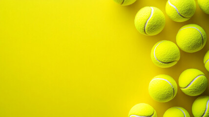 Wall Mural - tennis balls on yellow background