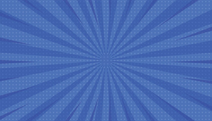 Poster - Dotted pop art with halftone color. comic abstract blue background. comic book template with radial effects